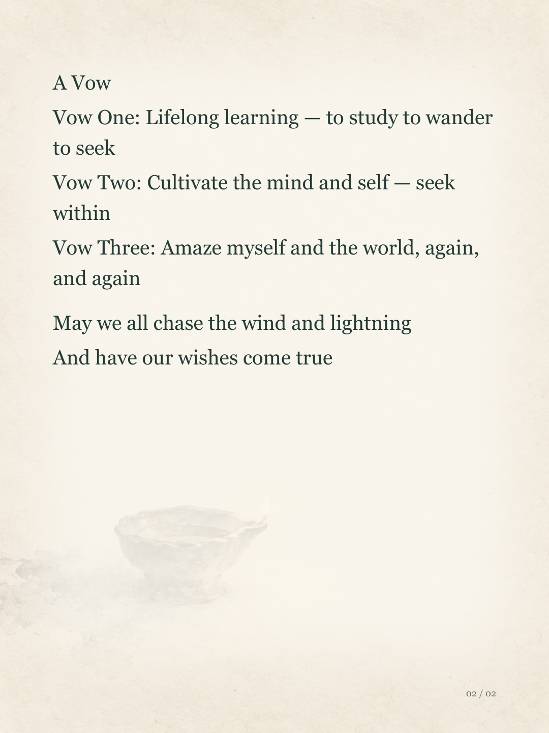 Illustrated page 2: A Vow