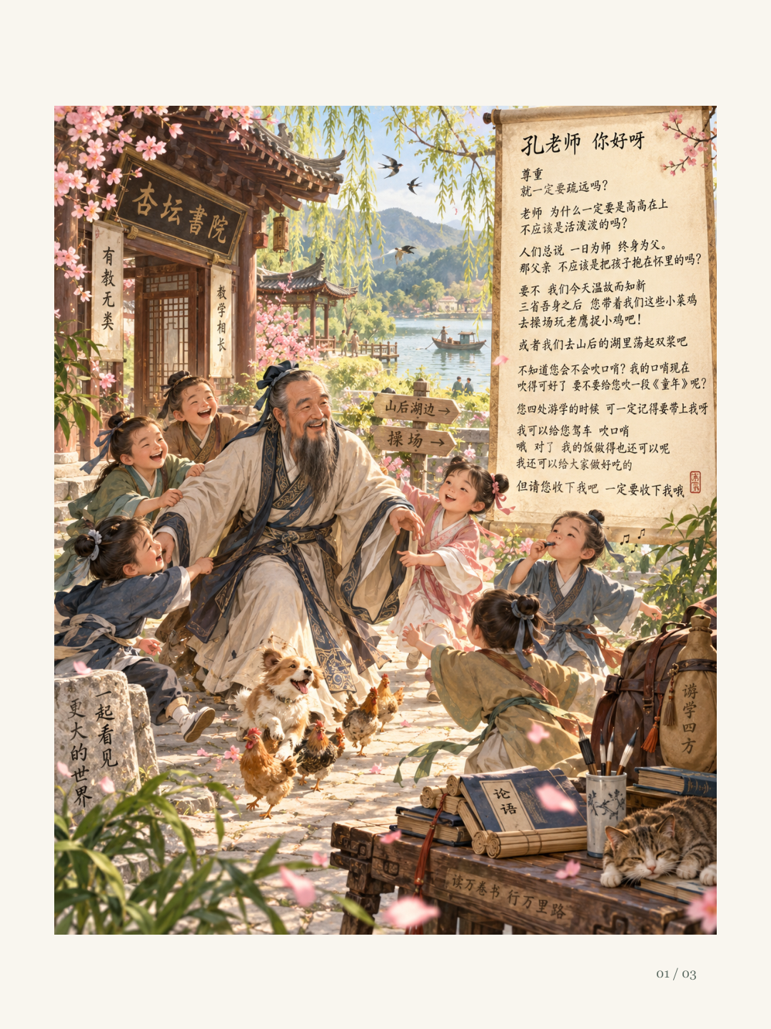 Illustrated page 1: Aloha, Master Kong／孔老师你好呀